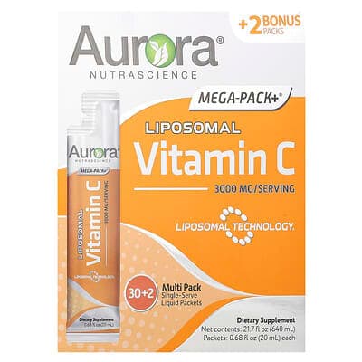 Norland Aurora Nutrascience, Mega-Pack+®, Liposomal Vitamin C, 32 Packs, 0.68 fl oz (20 ml) Each supplement Uganda UGX 186,711
