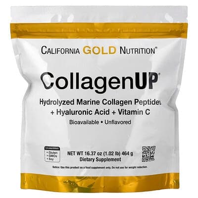 Norland California Gold Nutrition, CollagenUP®, Hydrolyzed Marine Collagen Peptides with Hyaluronic Acid and Vitamin C, Unflavored, 1.02 lb (464 g) supplement Uganda UGX 100,000