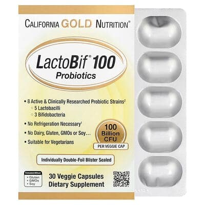 Norland California Gold Nutrition, LactoBif® 100 Probiotics, 100 Billion CFU, 30 Veggie Capsules supplement Uganda UGX 100,000