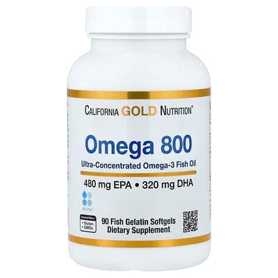Norland California Gold Nutrition, Omega 800 Ultra-Concentrated Omega-3 Fish Oil, kd-pur Triglyceride Form, 90 Fish Gelatin Softgels (1,000 mg per Softgel) supplement Uganda UGX 102,707