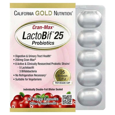 Norland California Gold Nutrition, CranMax® LactoBif® Probiotics, 25 Billion CFU, 30 Veggie Capsules supplement Uganda UGX 100,000