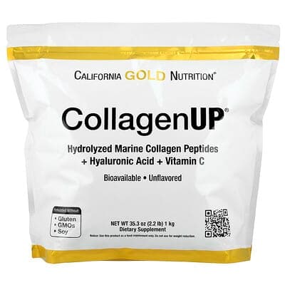 Norland California Gold Nutrition, CollagenUP®, Hydrolyzed Marine Collagen Peptides with Hyaluronic Acid and Vitamin C, Unflavored, 2.2 lb (1 kg) supplement Uganda UGX 295,312