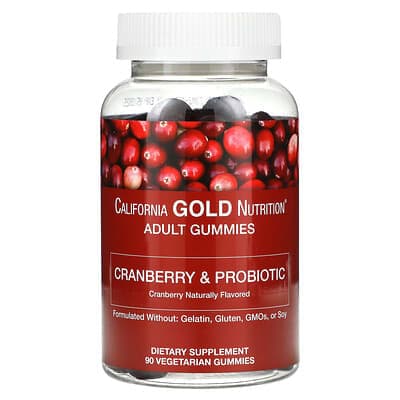 Norland California Gold Nutrition, Cranberry & Probiotic Gummies with Cranberry Concentrate, Fructooligosaccharides and Bacillus coagulans, Natural Cranberry, 90 Vegetarian Gummies supplement Uganda UGX 100,000