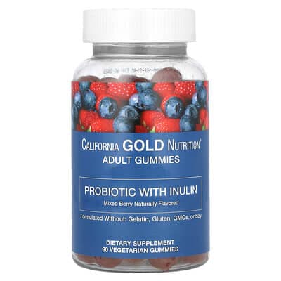 Norland California Gold Nutrition, Probiotic with Inulin Gummies with Vitamin C, Folate, Berry Extract Blend and Organic Inulin, Natural Mixed Berry, 90 Vegetarian Gummies supplement Uganda UGX 157,854