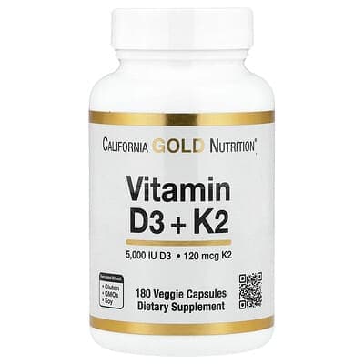 Norland California Gold Nutrition, Vitamin D3 + K2 as MK-7, 180 Veggie Capsules supplement Uganda UGX 61,945