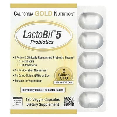 Norland California Gold Nutrition, LactoBif® 5 Probiotics, 5 Billion CFU, 120 Veggie Capsules supplement Uganda UGX 100,000