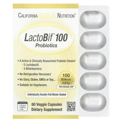 Norland California Gold Nutrition, LactoBif® 100 Probiotics, 100 Billion CFU, 60 Veggie Capsules supplement Uganda UGX 100,000