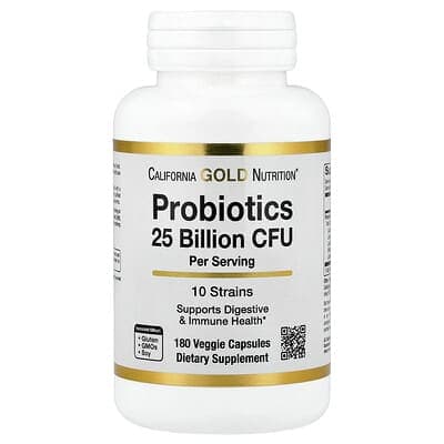 Norland California Gold Nutrition, Probiotics with Lactobacillus acidophilus, Bifidobacterium lactis, Lactobacillus plantarum, and Lactobacillus casei, 10 Strain Blend, 25 Billion CFU, 180 Veggie Capsules supplement Uganda UGX 100,000