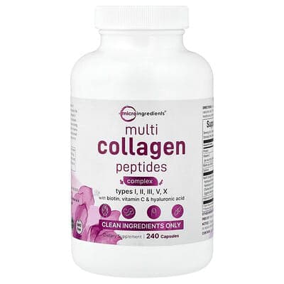 Norland Micro Ingredients, Multi-Collagen Peptides Complex With Biotin, Vitamin C & Hyaluronic Acid, 240 capsules supplement Uganda UGX 93,386