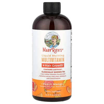 Norland MaryRuth's, Liquid Morning Multivitamin + Hair Growth, Peach Mango, 15.22 fl oz (450 ml) supplement Uganda UGX 125,613