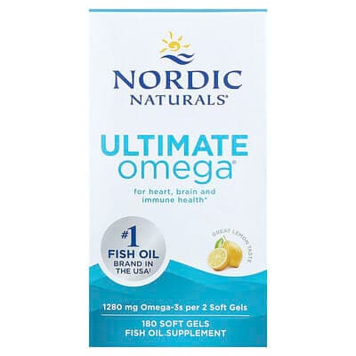 Norland Nordic Naturals, Ultimate Omega®, Great Lemon, 180 Soft Gels (640 mg per Soft Gel) supplement Uganda UGX 285,027