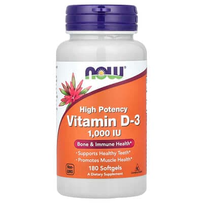 Norland NOW Foods, Vitamin D-3, High Potency, 1,000 IU, 180 Softgels supplement Uganda UGX 24,086