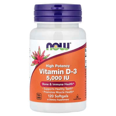 Norland NOW Foods, Vitamin D-3, High Potency, 125 mcg (5,000 IU), 120 Softgels supplement Uganda UGX 29,065