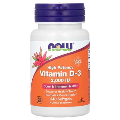 Norland NOW Foods, Vitamin D-3, High Potency, 2,000 IU, 240 Softgels supplement Uganda UGX 38,426
