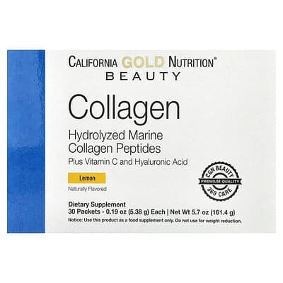 Norland California Gold Nutrition, Marine Collagen Peptides Plus Vitamin C and Hyaluronic Acid, Lemon, 30 Packets, 0.19 oz (5.38 g) Each supplement Uganda UGX 109,129