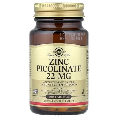 Norland Solgar, Zinc Picolinate, 22 mg, 100 Tablets supplement Uganda UGX 40,173