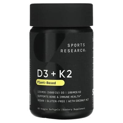 Norland Sports Research, D3 + K2, Plant Based, 125 mcg/100 mcg, 60 Veggie Softgels supplement Uganda UGX 117,665