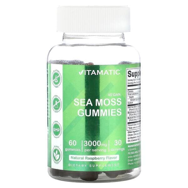 Norland Vitamatic, Vegan Sea Moss Gummies, Natural Raspberry, 3,000 mg, 60 Gummies (1,500 mg per Gummy supplement Uganda UGX 105,000