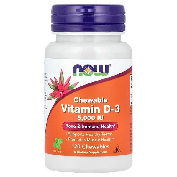 Norland NOW Foods, Chewable Vitamin D-3, Mint, 5,000 IU, 120 Chewables supplement Uganda UGX 100,000