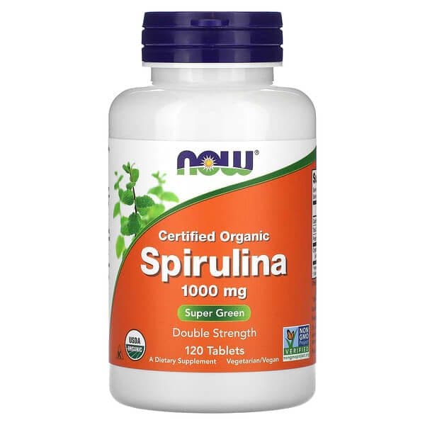 Norland NOW Foods, Certified Organic Spirulina, Double Strength, 1,000 mg, 120 Tablets supplement Uganda UGX 170,000