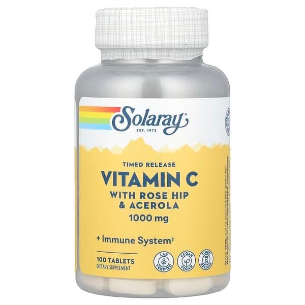 Norland Solaray, Timed Release Vitamin C with Rose Hip & Acerola, 1,000 mg, 100 Tablets supplement Uganda UGX 125,000